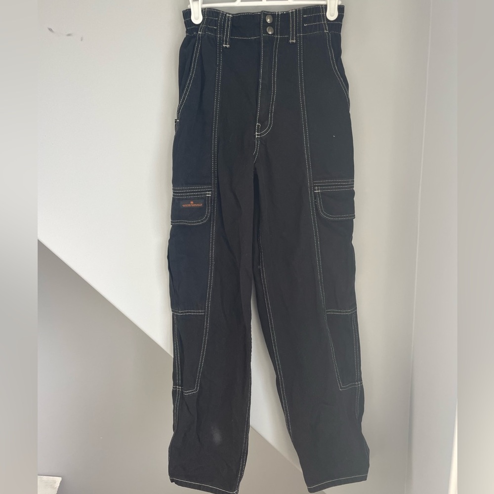BDG Black Cargo Jeans w/ White Stitching